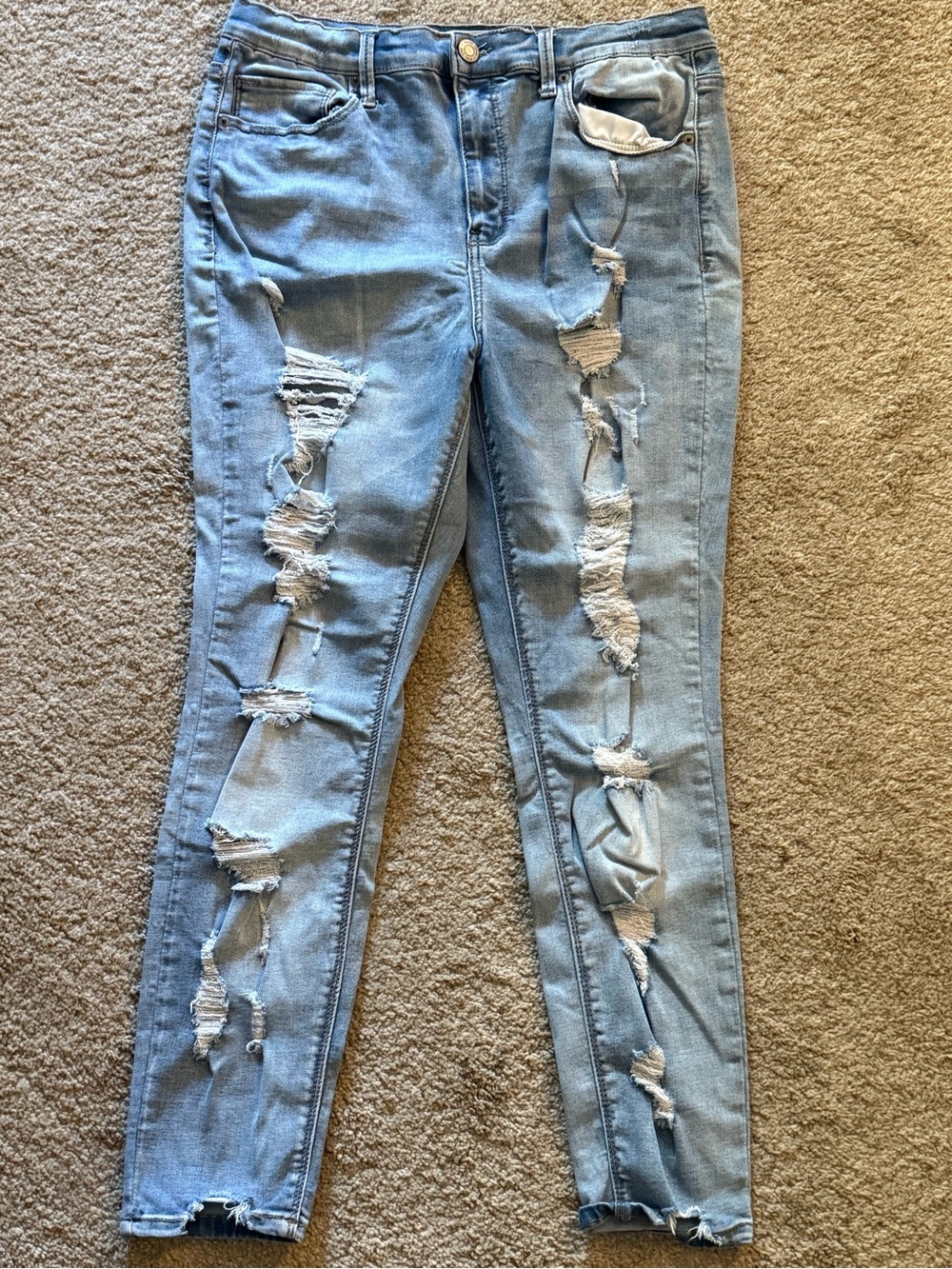 Mudd Light Blue High-Rise Distressed Skinny Jeans